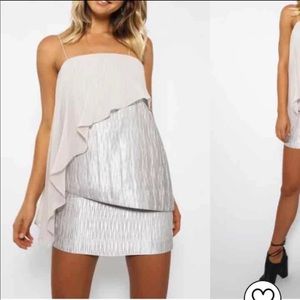 Isla Nude / Silver Ruffle Dress